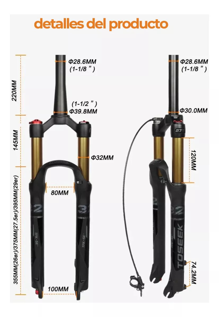 Horquilla Toseek TFK-SE Suspensión 29 Bloqueo Remoto